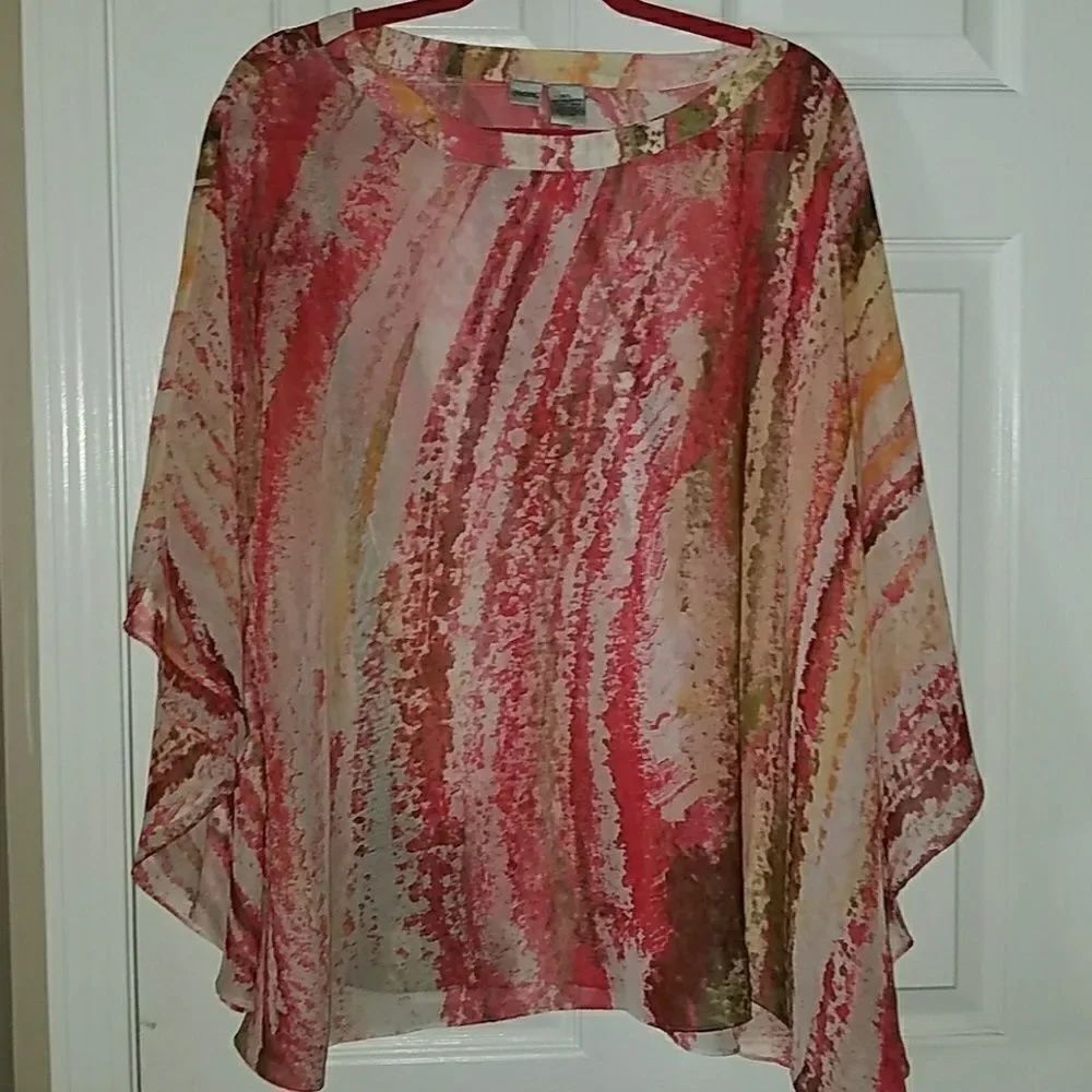 Chico's sheer multi color top Sz. M/L NWOT